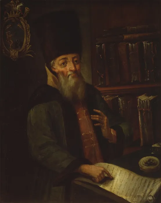 Framed Print : Voivode Afanasij Lavrent'evic Ordin-Nascokin, by Unknown Artist, 1725 - 1749, 18th Century, oil on canvas - Russian Federation, Moscow, Gosudarstvennyj Istoriceskij Muzej