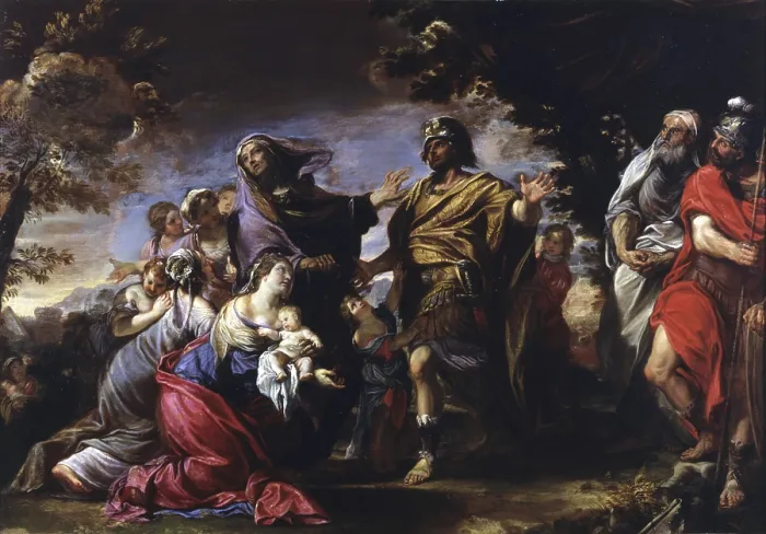 Framed Print : Volumnia in front of Coriolanus (Volumnia davanti a Coriolano), by Domenico Maria Canuti, 1672 - 1676, 17th Century, oil on canvas - Italy, Emilia Romagna, Bologna Framed Print : Volumnia in front of Coriolanus (Volumnia davanti a Coriolano), by Domenico Maria Canuti, 1672 - 1676, 17th Century, oil on canvas - Italy, Emilia Romagna, Bologna