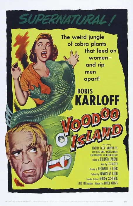 Framed Print : VOODOO ISLAND, US poster art, Boris Karloff, Beverly Tyler, 1957 Framed Print : VOODOO ISLAND, US poster art, Boris Karloff, Beverly Tyler, 1957