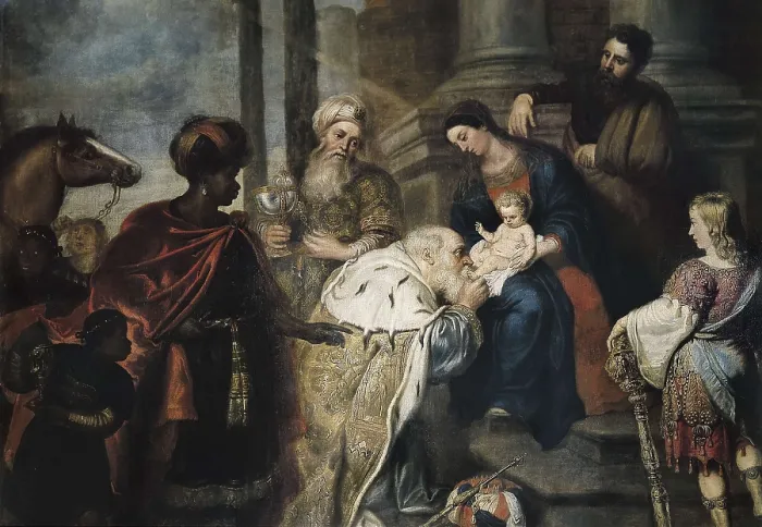 Framed Print : VOS, Cornelius de (1585-1651). Adoration of the Kings. Flemish art. Oil on canvas. SPAIN. Sevilla. Fine Arts Museum. AISA / Everett Collection**US SALES ONLY**