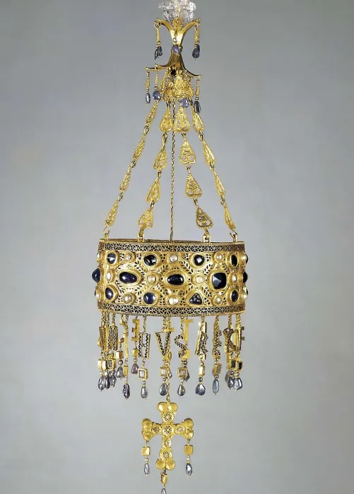 Framed Print : Votive crown of Recesvinto. 653-672. Made in gold, precious stones and pearls. Visigothic art. Jewelry. SPAIN. Madrid. National Museum of Archaeology. Proc: SPAIN. Guadamur Framed Print : Votive crown of Recesvinto. 653-672. Made in gold, precious stones and pearls. Visigothic art. Jewelry. SPAIN. Madrid. National Museum of Archaeology. Proc: SPAIN. Guadamur