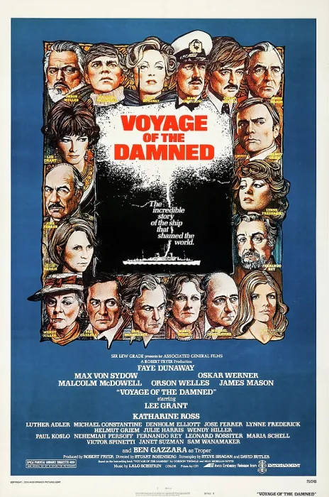 Framed Print : VOYAGE OF THE DAMNED, clockwise from top left: Orson Welles, Malcolm McDowell, Faye Dunaway, Max Von Sydow, Oskar Werner, James Mason, Helmut Griem, Lynne Frederick, Fernando Rey