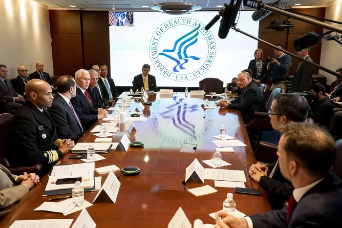 Framed Print : VP Mike Pence meets with the President's Coronavirus Taskforce, Feb. 27, 2020. Its mission is to monitor, contain, and mitigate the spread of the virus Framed Print : VP Mike Pence meets with the President's Coronavirus Taskforce, Feb. 27, 2020. Its mission is to monitor, contain, and mitigate the spread of the virus