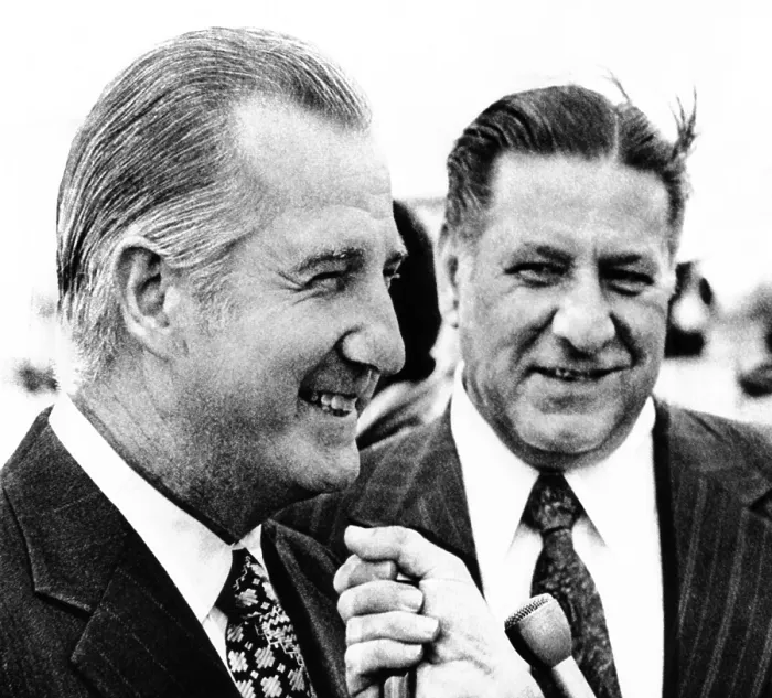 Framed Print : VP Spiro Agnew with Mayor Frank Rizzo at Philadelphia's airport. They were both rough speaking politicians who posed law and order solutions to complex issues. May 5, 1972 Framed Print : VP Spiro Agnew with Mayor Frank Rizzo at Philadelphia's airport. They were both rough speaking politicians who posed law and order solutions to complex issues. May 5, 1972