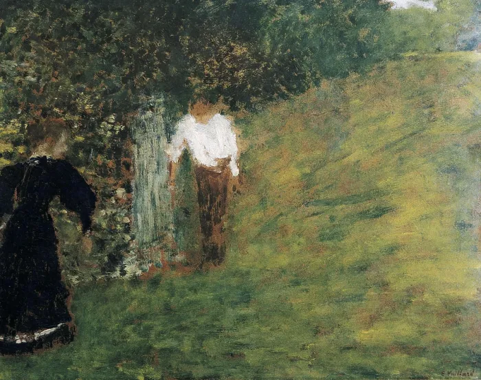 Framed Print : VUILLARD, Edouard (1868-1940). Man and Woman next to a Tree. 1893. Symbolism. Les Nabis. Oil on canvas. SWITZERLAND. Geneva. Jan Krugier Gallery