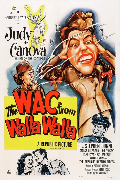 Framed Print : THE WAC FROM WALLA WALLA, top: Judy Canova, bottom: Stephen Dunne on poster art, 1952