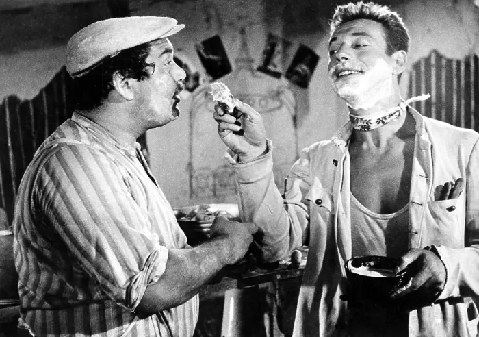 Framed Print : THE WAGES OF FEAR, (aka LE SALAIRE DE LA PEUR), Folco Lulli, Yves Montand, 1953 Framed Print : THE WAGES OF FEAR, (aka LE SALAIRE DE LA PEUR), Folco Lulli, Yves Montand, 1953