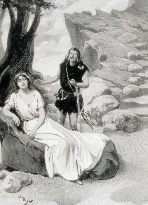 Framed Print : WAGNER, Richard (1813-1883). Siegfried and Brunhilde, third scene of the third act of 'Siegfried', second journey of the cycle 'Der Rind des Nibelungen'