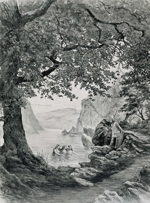 Framed Print : WAGNER, Richard (1813-1883). Siegfried and the daughters of the Rhin (Rhinemaidens)