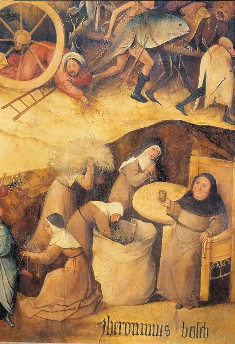 Framed Print : The wagon of hay (hay Triptych), by Van Aeken Joren Anthoniszoon known as Bosch Hieronymus, 16th Century, 1500 about, oil on panel, cm 135 x 100 - Spain, Comunidad de Madrid