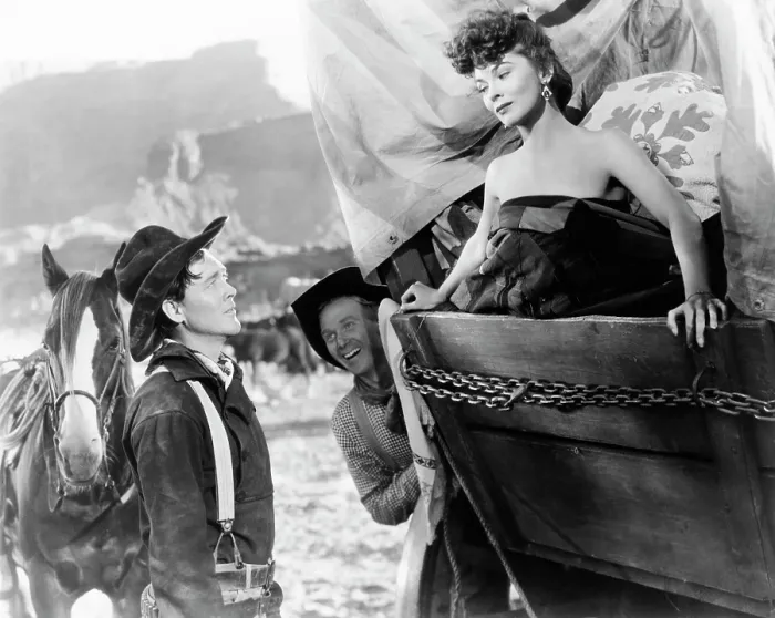 Framed Print : WAGON MASTER, (aka WAGONMASTER), from left: Ben Johnson, Harry Carey Jr. Joanne Dru, 1950 Framed Print : WAGON MASTER, (aka WAGONMASTER), from left: Ben Johnson, Harry Carey Jr. Joanne Dru, 1950