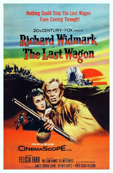 Framed Print : THE LAST WAGON, US poster art, from left: Felicia Farr, Richard Widmark, 1956, TM & Copyright 20th Century Fox Film Corp. All rights reserved / courtesy Everett Collection