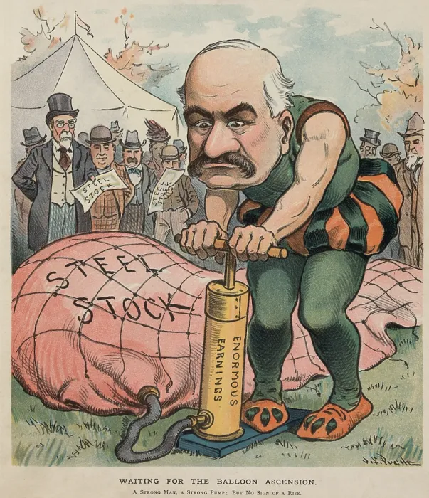 Framed Print : WAITING FOR THE BALLOON ASCENSION 1902 cartoon depicting J