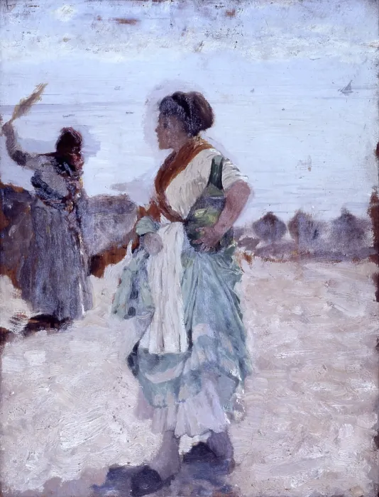 Framed Print : Waiting (In attesa), by Giuseppe De Nittis, 19th Century - Italy, Puglia, Barletta, Giuseppe De Nittis Collection. Whole artwork view