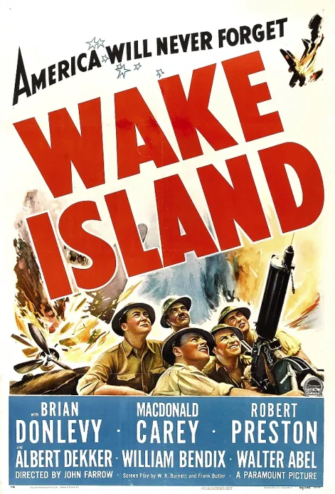 Framed Print : WAKE ISLAND, foreground from left: Macdonald Carey, Brian Donlevy, Robert Preston, 1942