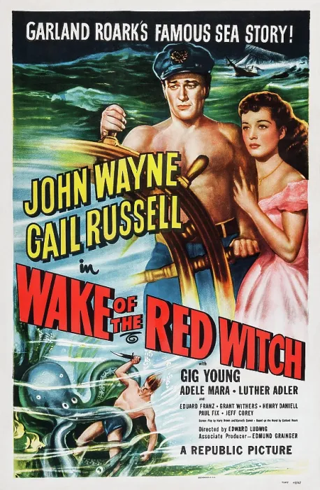 Framed Print : WAKE OF THE RED WITCH, US poster art, John Wayne, Gail Russell, 1948