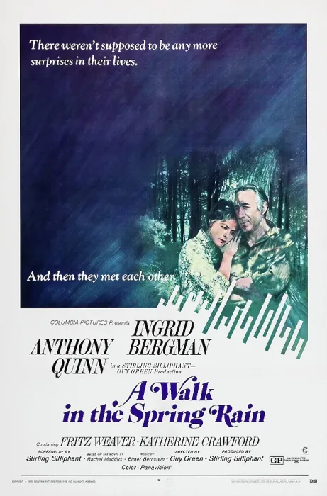 Framed Print : A WALK IN THE SPRING RAIN, US poster, from left: Ingrid Bergman, Anthony Quinn, 1970