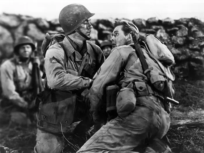 Framed Print : A WALK IN THE SUN, Dana Andrews, Lloyd Bridges, 1945