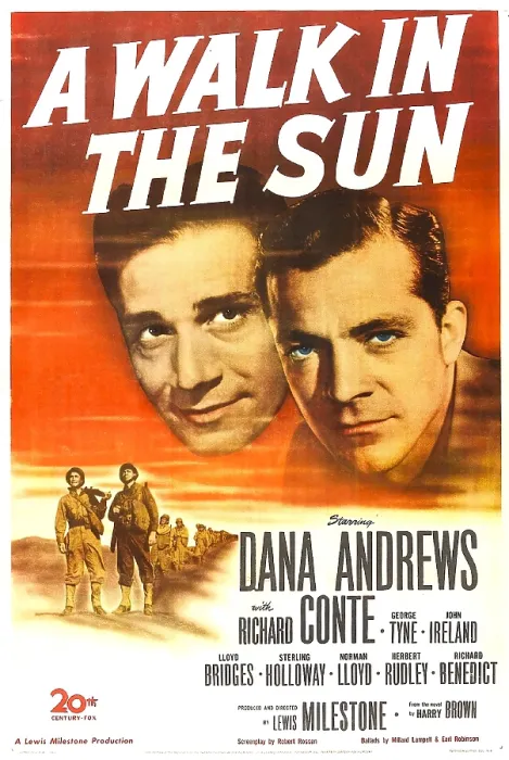 Framed Print : A WALK IN THE SUN, US poster, from left: Richard Conte, Dana Andrews, 1945. TM and Copyright 20th Century Fox Film Corp. All rights reserved. / courtesy Everett Collection