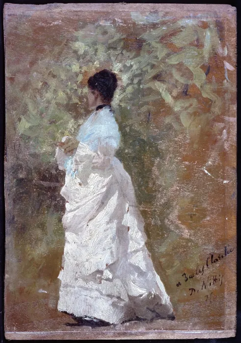 Framed Print : Walking in the Garden (Passeggiata in giardino), by Giuseppe De Nittis, 1875, 19th Century, oil on canvas, 20 x 12 cm - Italy, Puglia, Barletta, Giuseppe De Nittis Collection Framed Print : Walking in the Garden (Passeggiata in giardino), by Giuseppe De Nittis, 1875, 19th Century, oil on canvas, 20 x 12 cm - Italy, Puglia, Barletta, Giuseppe De Nittis Collection