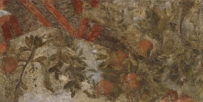 Framed Print : Wall painting of the Storione Hotel's restaurant, by Laurenti Cesare, 1905, 20th century, tempera on chalk - Italy, Veneto, Padua, Museum of Medieval and Modern art. Detail
