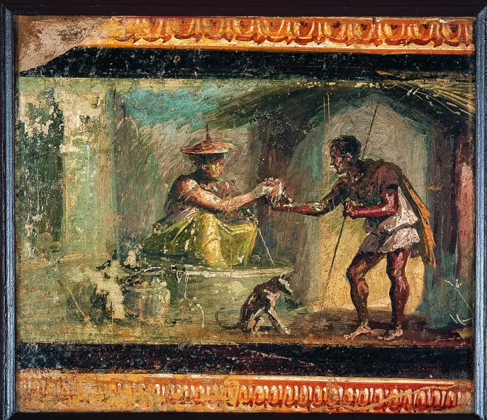 Framed Print : Wanderer, by unknown artist, 62-79, 1st Century A.D. ripped fresco, 45 x 50 cm - Italy, Campania, Naples, National Archaeological Museum, Room LXXII, inv. 9106 Framed Print : Wanderer, by unknown artist, 62-79, 1st Century A.D. ripped fresco, 45 x 50 cm - Italy, Campania, Naples, National Archaeological Museum, Room LXXII, inv. 9106