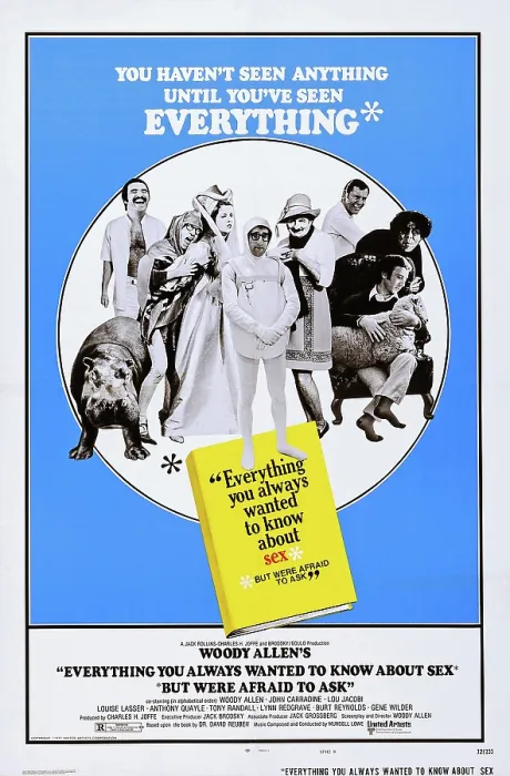 Framed Print : EVERYTHING YOU ALWAYS WANTED TO KNOW ABOUT SEX BUT WERE AFRAID TO ASK, US poster art, l-r: Burt Reynolds, Woody Allen, Lynn Redgrave, Woody Allen, Lou Jacobi, Tony Randall
