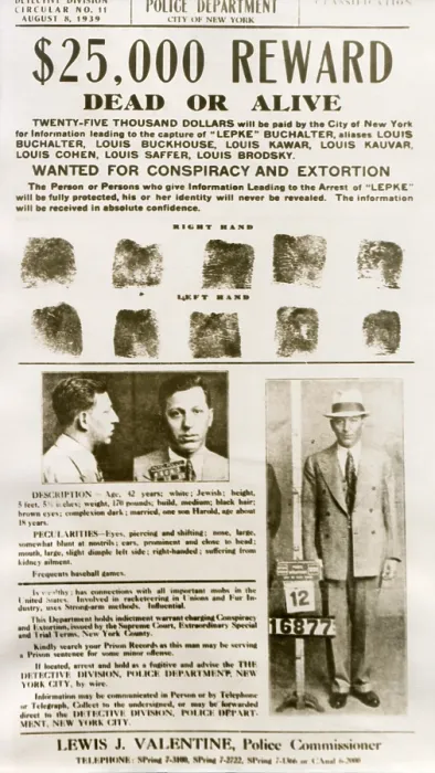 Framed Print : Wanted poster with mugshots Louis Lepke Buchalter, Jewish American gangster. Aug. 9, 1949. - (BSLOC_2014_17_190)