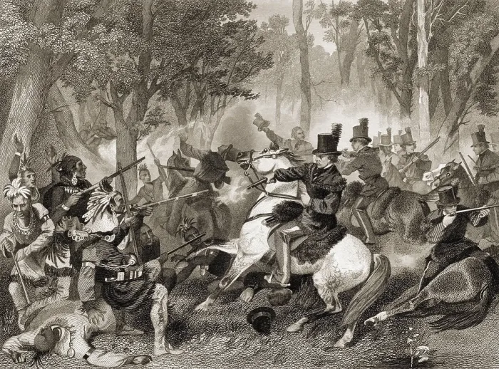 Framed Print : War of 1812. Battle of the Thames, aka Battle of Moraviantown, Oct. 5, 1812