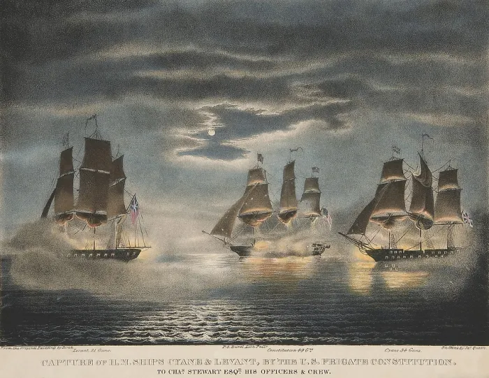 Framed Print : War of 1812. Capture of HMS Cyane and Levant, by the Frigate, USS Constitution