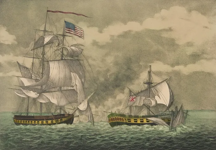 Framed Print : War 1812. Capture of Sloop of War, HMS Java, by the Frigate USS Constitution Framed Print : War 1812. Capture of Sloop of War, HMS Java, by the Frigate USS Constitution