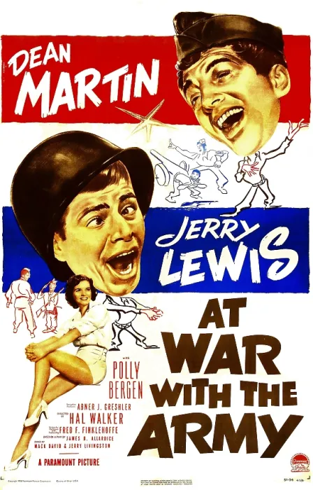 Framed Print : AT WAR WITH THE ARMY, US poster, from top: Dean Martin, Jerry Lewis, Polly Bergen, 1950