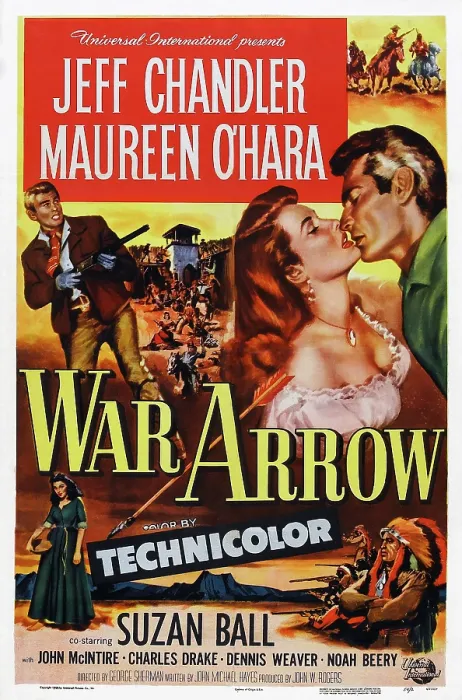 Framed Print : WAR ARROW, US poster, from left: Jeff Chandler, Maureen O'Hara, Jeff Chandler, 1953