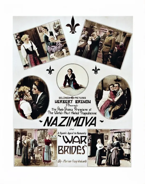 Framed Print : WAR BRIDES, Alla Nazimova in collage on poster art, 1916 Framed Print : WAR BRIDES, Alla Nazimova in collage on poster art, 1916