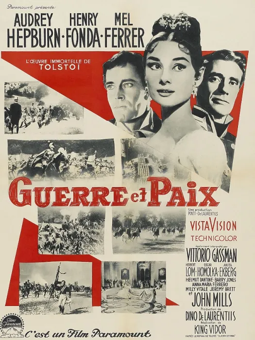 Framed Print : WAR AND PEACE, (aka GUERRE ET PAIX), top l-r: Henry Fonda, Audrey Hepburn, Mel Ferrer on French poster art, 1956 Framed Print : WAR AND PEACE, (aka GUERRE ET PAIX), top l-r: Henry Fonda, Audrey Hepburn, Mel Ferrer on French poster art, 1956
