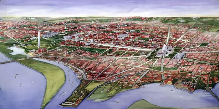 Framed Print : Washington, D.C. Bird's-eye view of the District of Columbia. 1901 Framed Print : Washington, D.C. Bird's-eye view of the District of Columbia. 1901