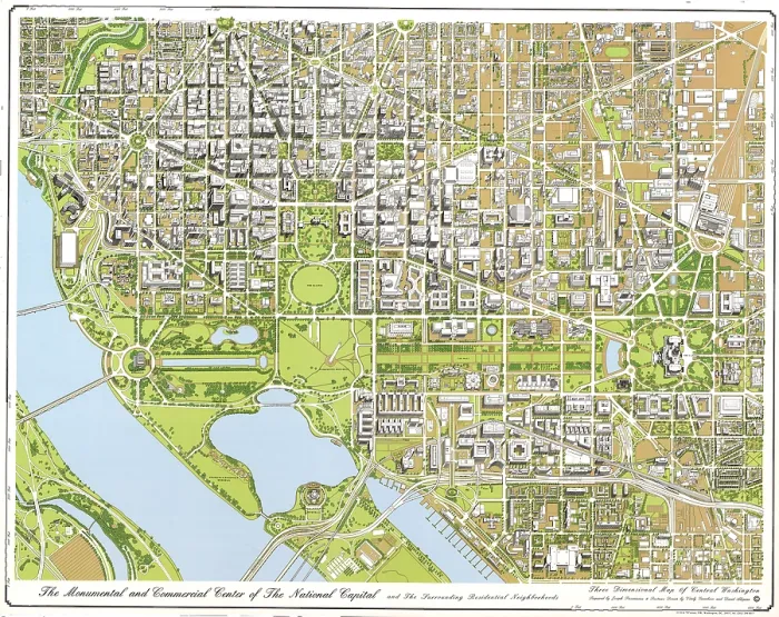 Framed Print : Washington, D.C. Three-dimensional view of the District of Columbia. 1996 Framed Print : Washington, D.C. Three-dimensional view of the District of Columbia. 1996