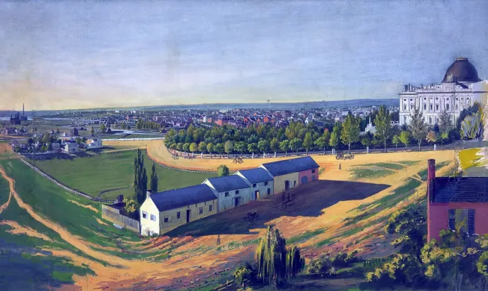 Framed Print : Washington, D.C. the United States Capitol on the right, the White House in center background, and the Smithsonian castle and Washington Monument on the left
