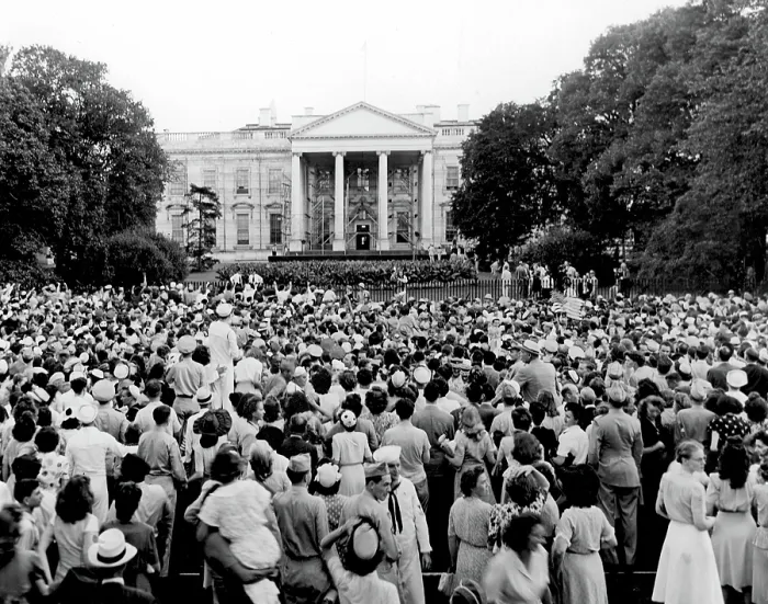 Framed Print : WASHINGTON D.C. Washington Bureau photograph of crowd after the surrender of Japan, Aug. 17, 1945. Courtesy: CSU Archives / Everett Collection Framed Print : WASHINGTON D.C. Washington Bureau photograph of crowd after the surrender of Japan, Aug. 17, 1945. Courtesy: CSU Archives / Everett Collection