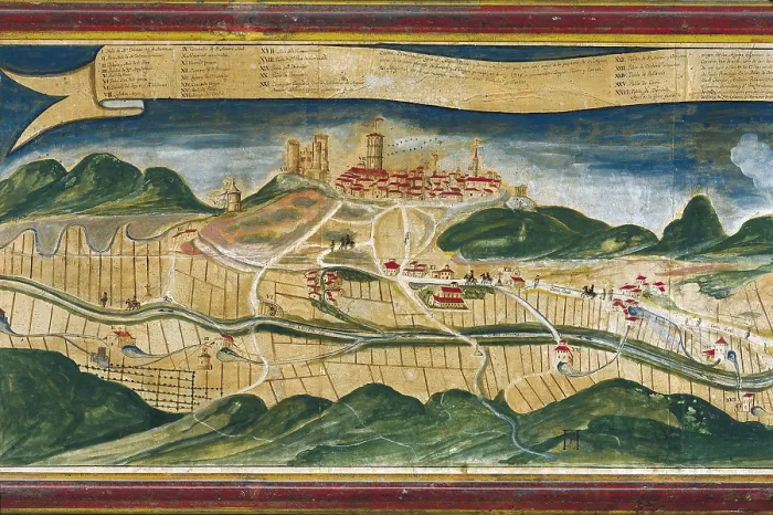 Framed Print : Water distribution in Cervera from the Ondara river. Oil on canvas. SPAIN. Cervera. Cervera Museum. AISA / Everett Collection**US SALES ONLY**