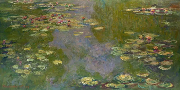 Framed Print : Water Lilies, by Claude Monet, 1919, French impressionist painting, oil on canvas Framed Print : Water Lilies, by Claude Monet, 1919, French impressionist painting, oil on canvas