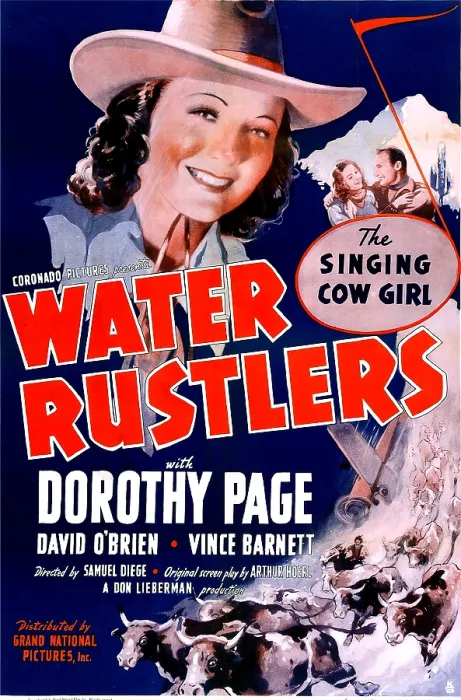 Framed Print : WATER RUSTLERS, US poster, center: Dorothy Page, second from right: Dave O'Brien, 1939