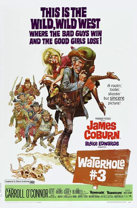 Framed Print : WATERHOLE #3, US poster art by Jack Davis, from left, Margaret Blye, James Coburn, 1967