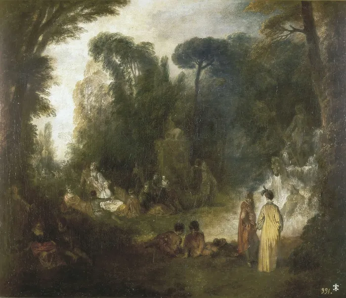 Framed Print : WATTEAU, Jean-Antoine (1684-1721). Gathering in the Park. 1700s - 1721. View of one of the fountains at the park of Saint Cloud. Rococo art. Oil on canvas. SPAIN. Madrid Framed Print : WATTEAU, Jean-Antoine (1684-1721). Gathering in the Park. 1700s - 1721. View of one of the fountains at the park of Saint Cloud. Rococo art. Oil on canvas. SPAIN. Madrid