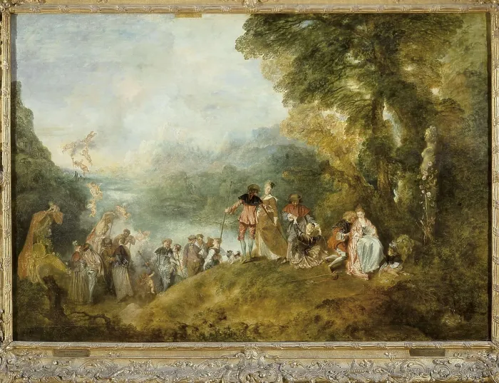 Framed Print : WATTEAU, Jean-Antoine (1684-1721). Embarkation for Cythera. ca. 1717. Rococo. Oil on canvas. FRANCE. Paris. Louvre Museum. AISA / Everett Collection**US SALES ONLY**