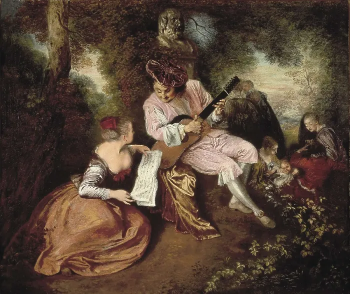 Framed Print : WATTEAU, Jean-Antoine (1684-1721). The Scale of Love. 1715 - 1718. Rococo. Oil on canvas. UNITED KINGDOM. London. National Gallery. AISA / Everett Collection**US SALES ONLY**