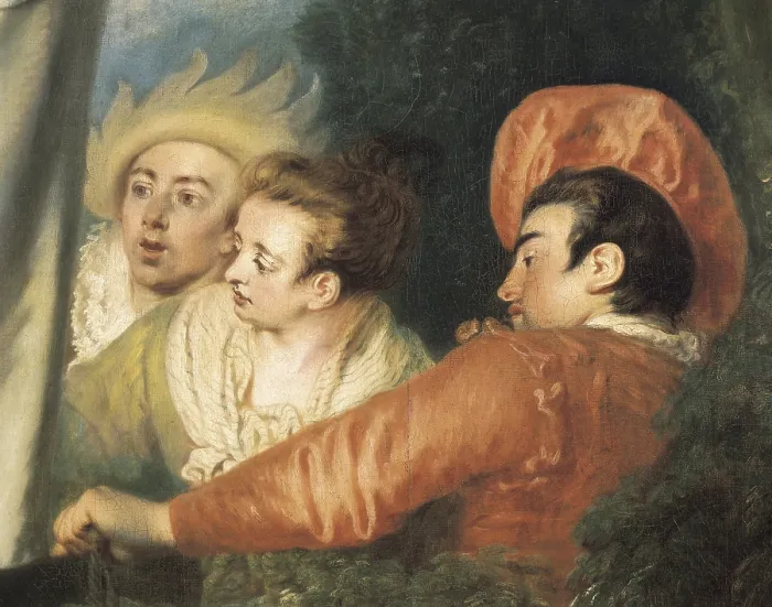 Framed Print : WATTEAU, Jean-Antoine (1684-1721). Pierrot also known as Gilles. ca. 1718 - ca. 1719. Right lower detail. Rococo. Oil on canvas. FRANCE. Paris. Louvre Museum