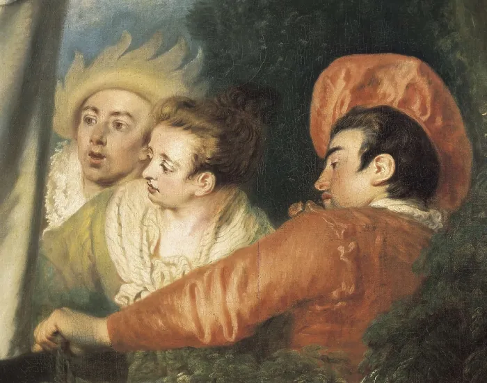 Framed Print : WATTEAU, Jean-Antoine (1684-1721). Pierrot also known as Gilles. ca. 1718 - ca. 1719. Right lower detail. Rococo art. Oil on canvas. FRANCE. Paris. Louvre Museum
