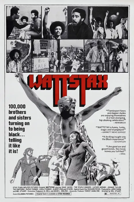 Framed Print : WATTSTAX, US poster art, top: second left: Jesse Jackson; top, second right: Richard Pryor; bottom, center: Isaac Hayes, 1973
