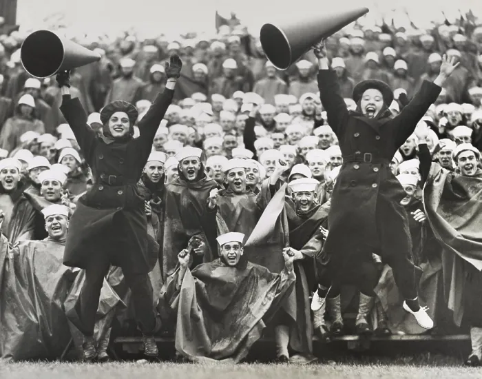 Framed Print : WAVE cheerleaders at the Great Lakes Naval Training Station during World War 2. Sept. 13, 1943. - (BSLOC_2014_17_174)